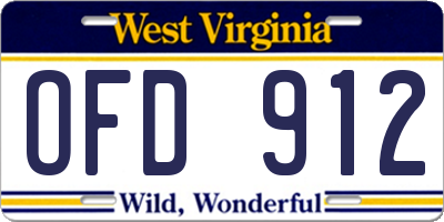 WV license plate OFD912