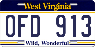 WV license plate OFD913