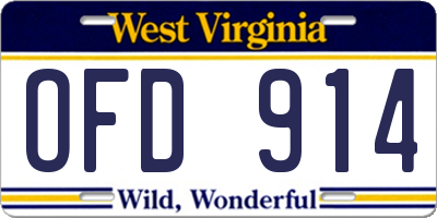 WV license plate OFD914