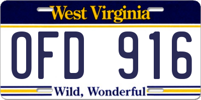 WV license plate OFD916
