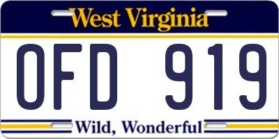 WV license plate OFD919