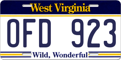WV license plate OFD923
