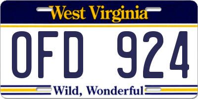 WV license plate OFD924