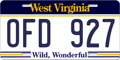WV license plate OFD927