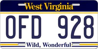 WV license plate OFD928
