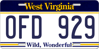 WV license plate OFD929