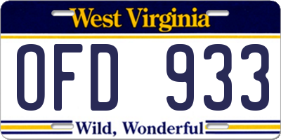 WV license plate OFD933