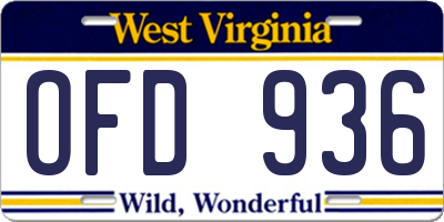 WV license plate OFD936