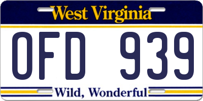 WV license plate OFD939