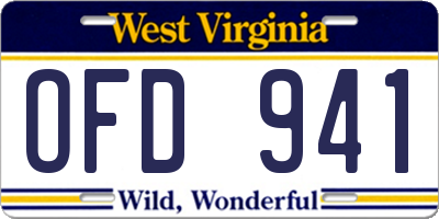 WV license plate OFD941