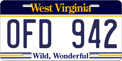WV license plate OFD942