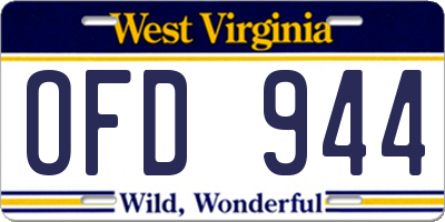 WV license plate OFD944