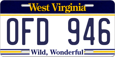 WV license plate OFD946