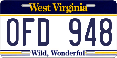 WV license plate OFD948