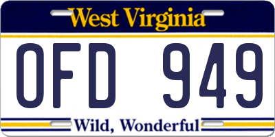 WV license plate OFD949