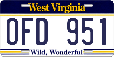 WV license plate OFD951