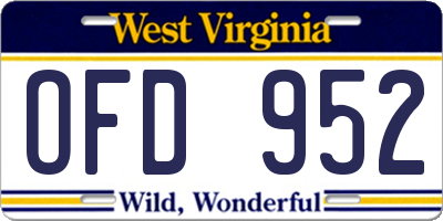 WV license plate OFD952