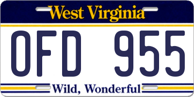 WV license plate OFD955