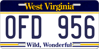 WV license plate OFD956
