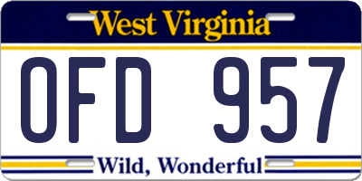 WV license plate OFD957