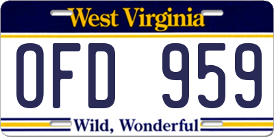WV license plate OFD959