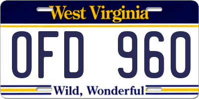 WV license plate OFD960