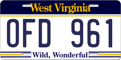 WV license plate OFD961