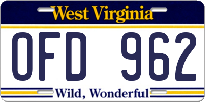 WV license plate OFD962