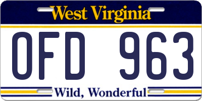WV license plate OFD963