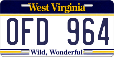 WV license plate OFD964