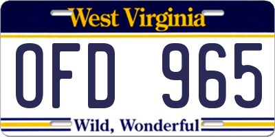 WV license plate OFD965