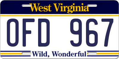 WV license plate OFD967