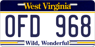 WV license plate OFD968