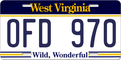 WV license plate OFD970