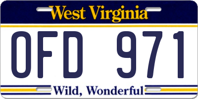 WV license plate OFD971