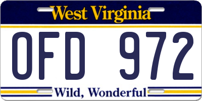 WV license plate OFD972