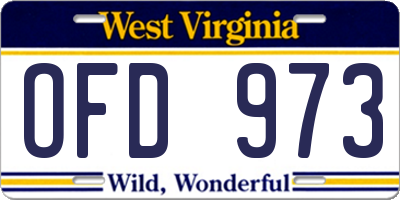 WV license plate OFD973