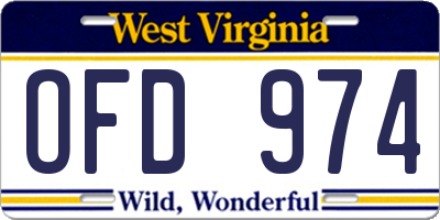 WV license plate OFD974