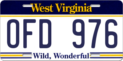 WV license plate OFD976