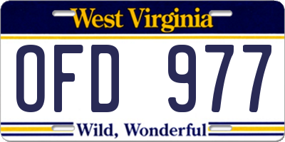 WV license plate OFD977