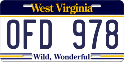 WV license plate OFD978