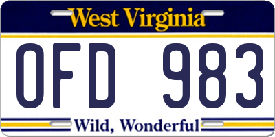 WV license plate OFD983