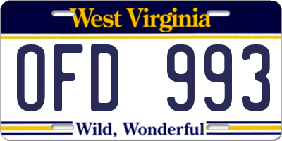 WV license plate OFD993