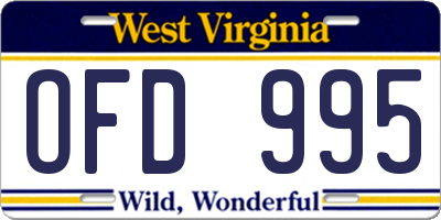 WV license plate OFD995