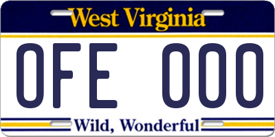 WV license plate OFE000