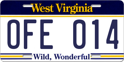 WV license plate OFE014