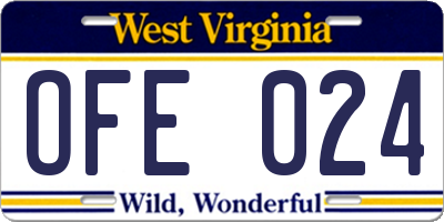 WV license plate OFE024