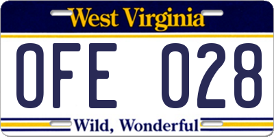 WV license plate OFE028