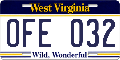 WV license plate OFE032