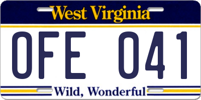 WV license plate OFE041